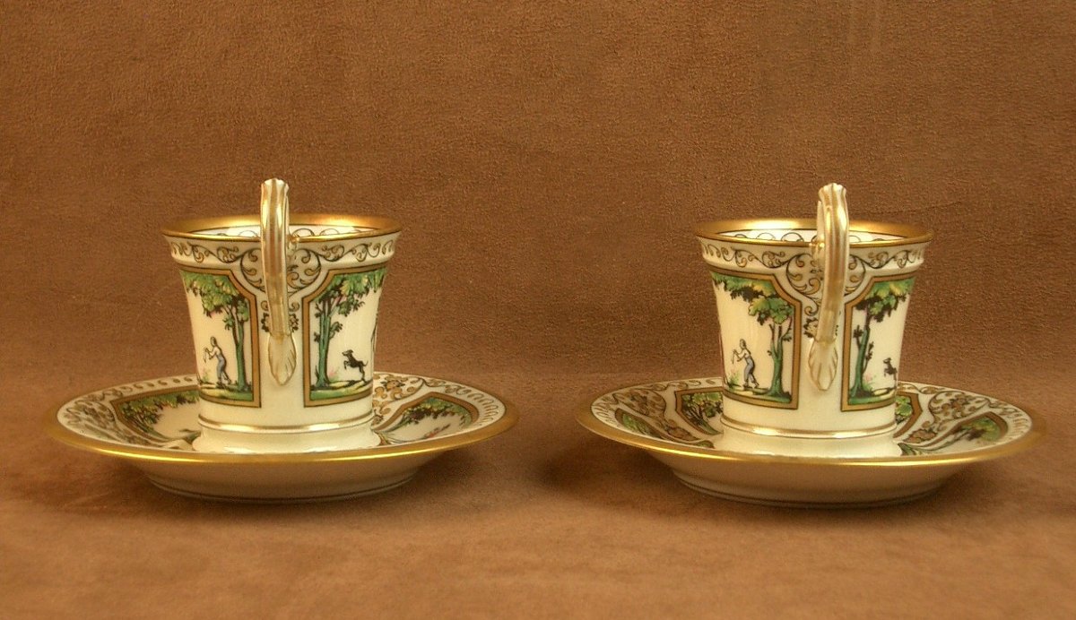 Deux tasses à café en porcelaine de Limoges, Raynaud, Promenade Au Palais Royal -photo-2