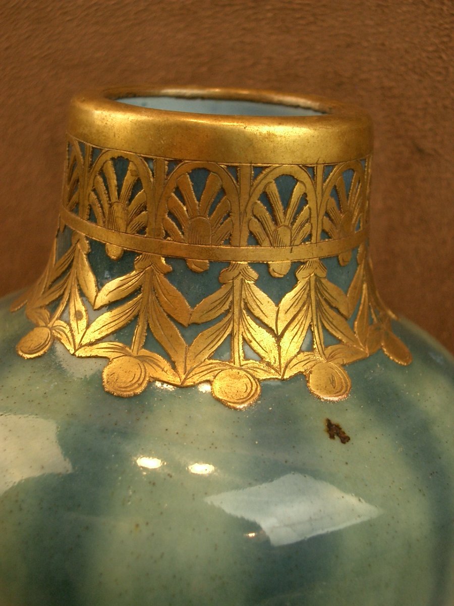 Art Nouveau Porcelain Vase With A Gilt Brass Mount, Signed Feff And Jeandel -photo-4