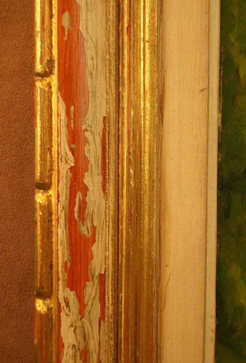 Peinture Huile Lac d'Aiguebelette signée Eugénie CARON-BERGER (1883-1963) -photo-4