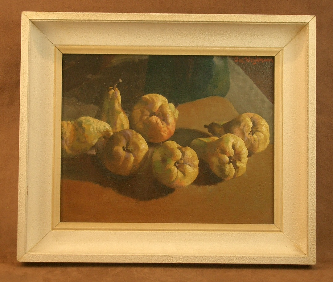 Peinture huile sur toile Nature morte aux poires par Joseph Weydmann (1914-1968) 