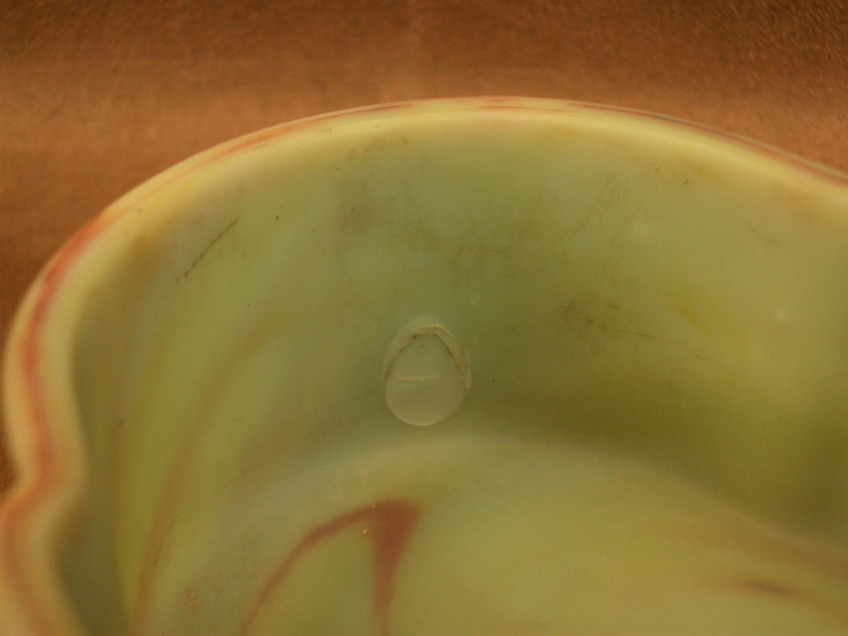 Coupe en verre marbrée de Sèvres lithyalin glass, monture en laiton doré XIXe siècle-photo-4