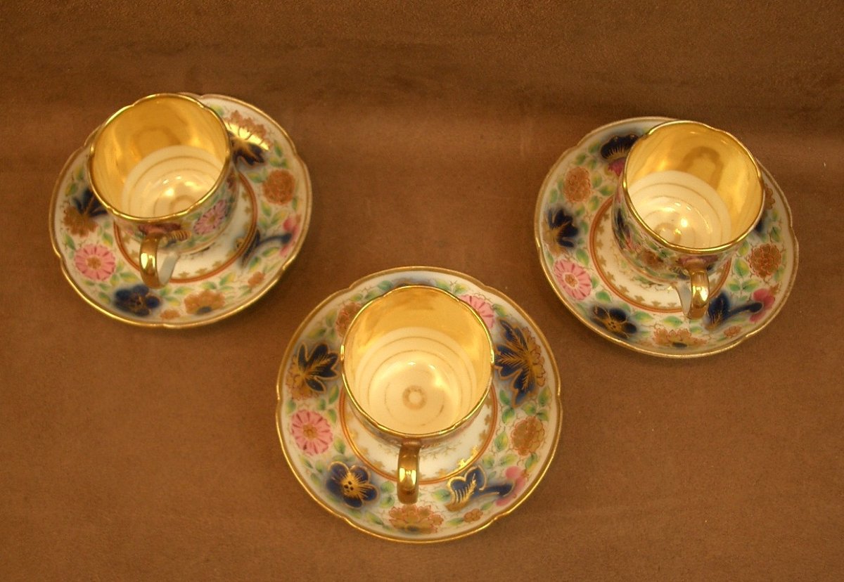 Ensemble de 3 tasses en porcelaine de Bayeux au chinois XIXe siècle -photo-3