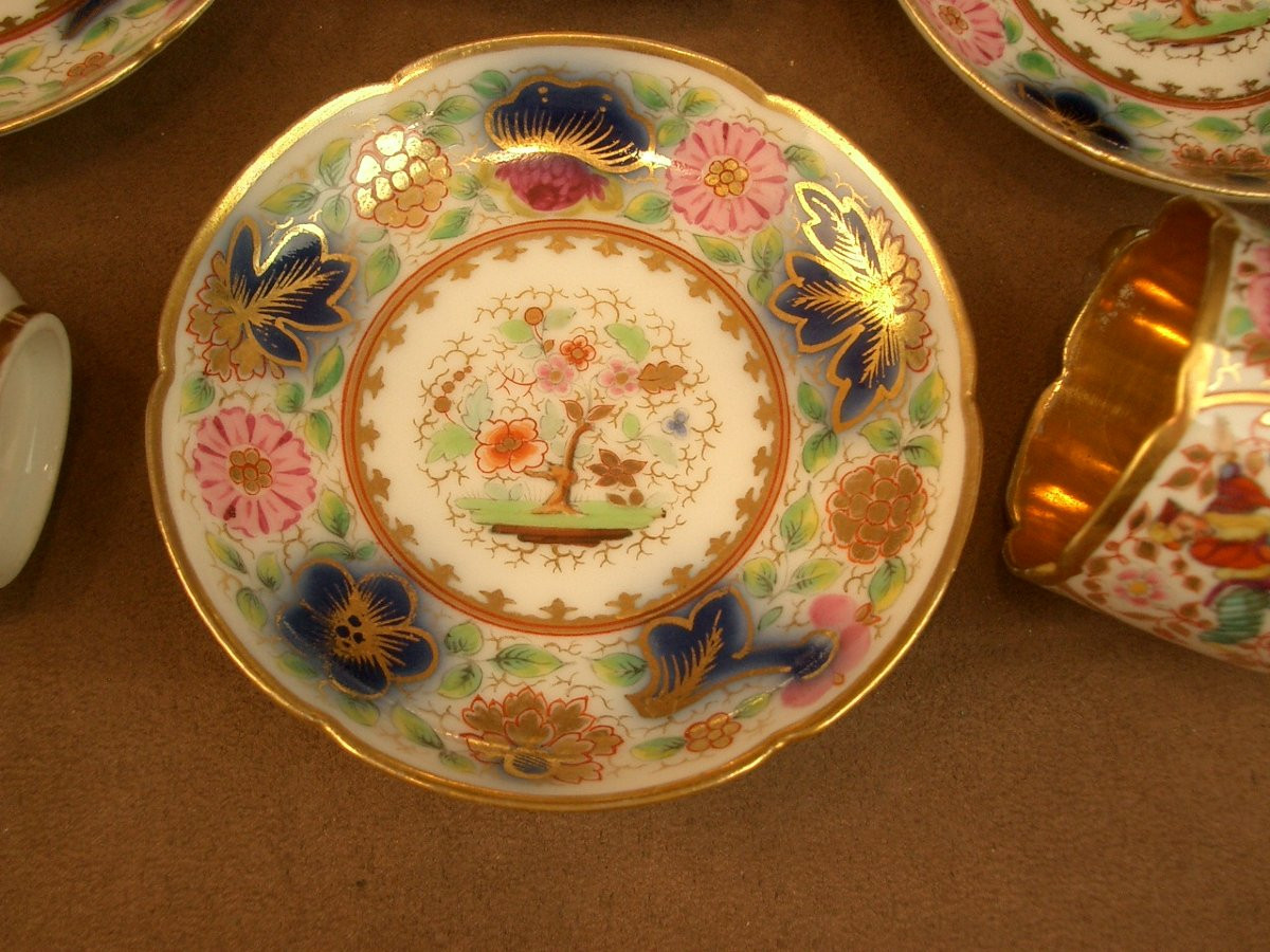 Ensemble de 3 tasses en porcelaine de Bayeux au chinois XIXe siècle -photo-5
