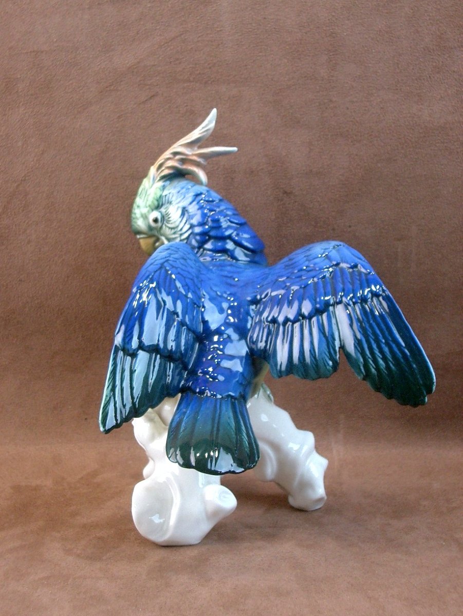 Important oiseau Perroquet en porcelaine de Saxe Karl Ens-photo-2