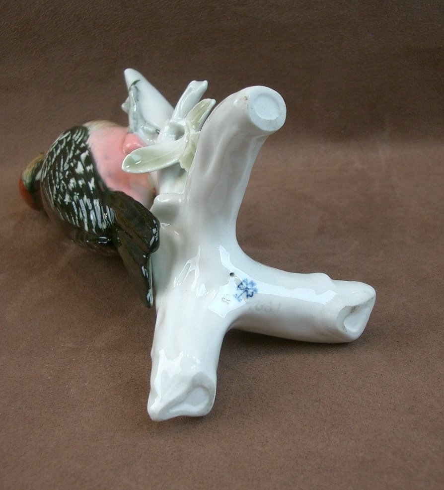 Important Great Spotted Woodpecker Bird In Saxon Porcelain By Karl Ens -photo-5