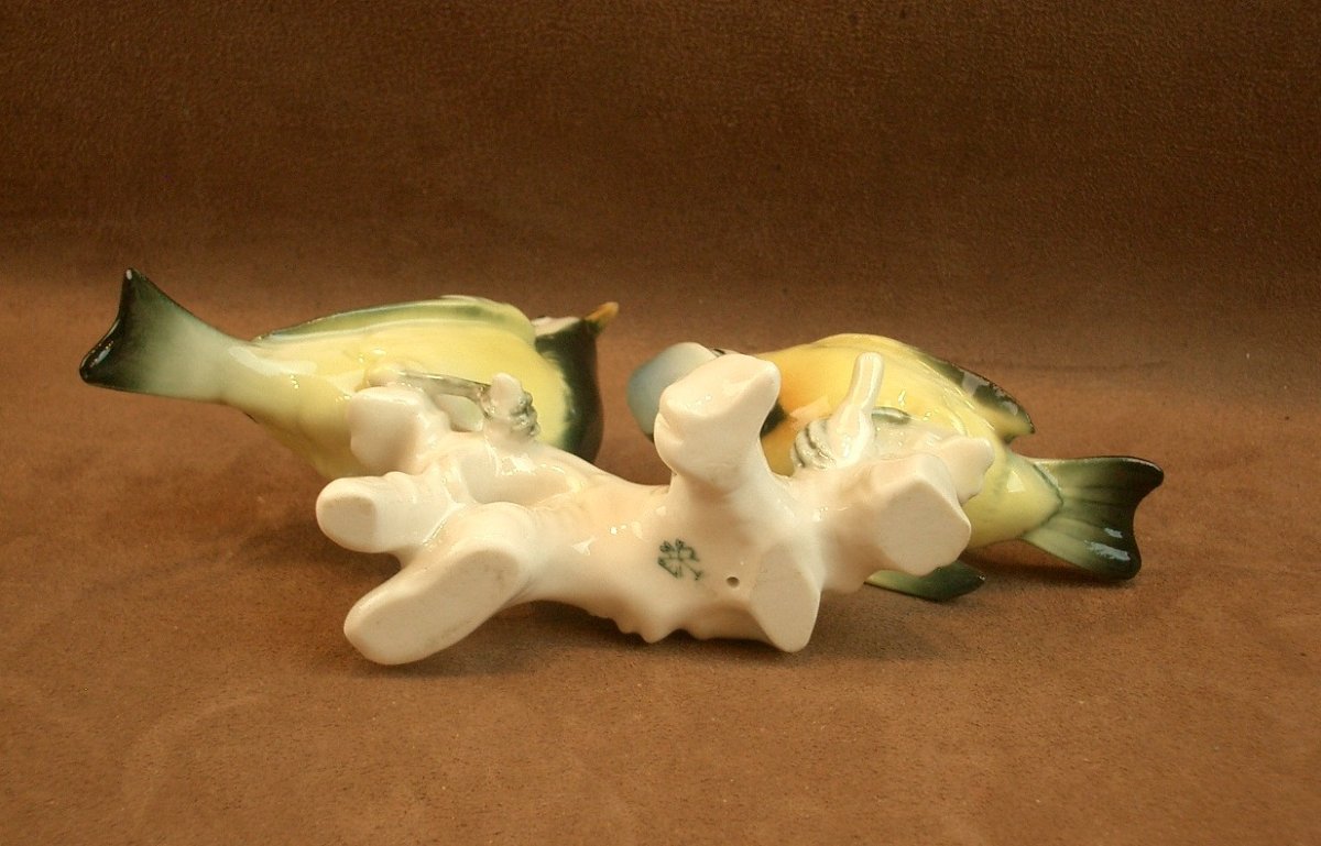 Group Of Birds, Pair Of Saxon Porcelain Tits, Karl Ens -photo-5
