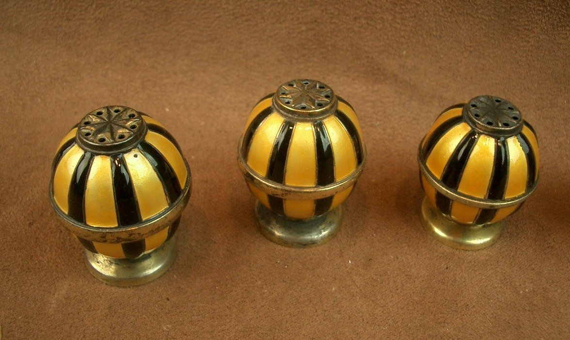 Suite de 6 Porte Piques Art Déco en vermeil & émail -photo-3