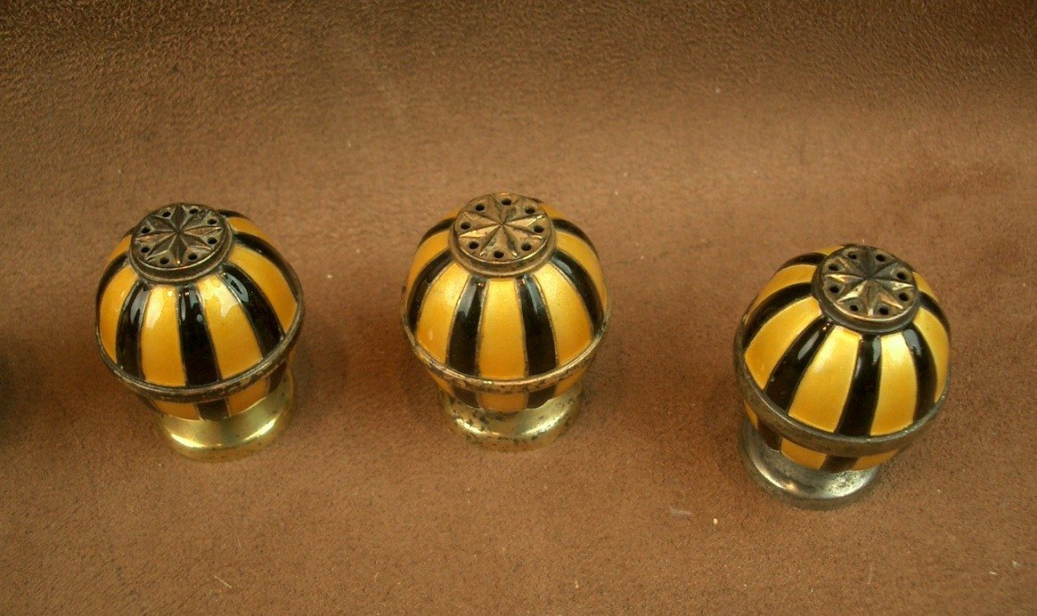 Suite de 6 Porte Piques Art Déco en vermeil & émail -photo-4