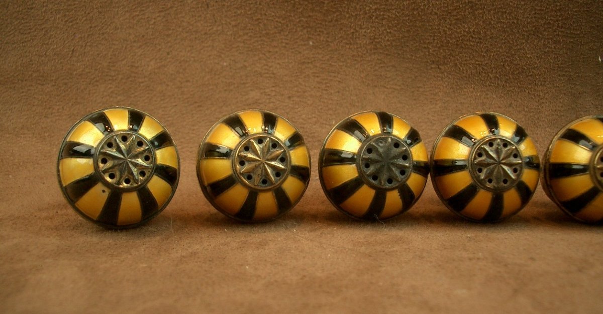 Suite de 6 Porte Piques Art Déco en vermeil & émail -photo-2