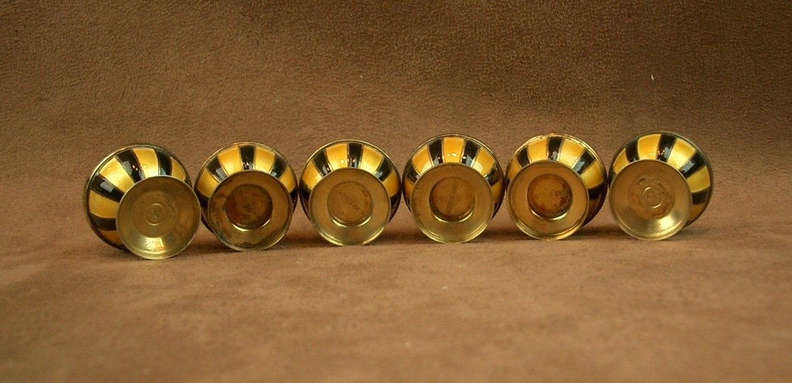 Suite de 6 Porte Piques Art Déco en vermeil & émail -photo-5