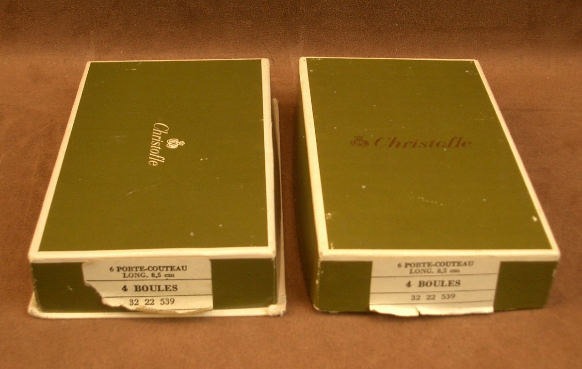 Set Of 12 Christofle Silver-plated Metal Knife Rests, 4-ball Model-photo-2