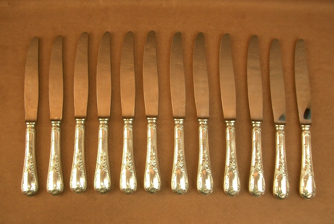 Set Of 12 Christofle Silver-plated Table Knives, Marly Pattern
