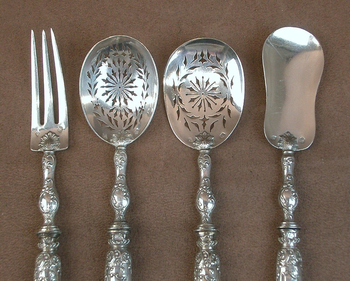 Solid Silver Serving Utensils For Petits Fours From The Late 19th Century-photo-1