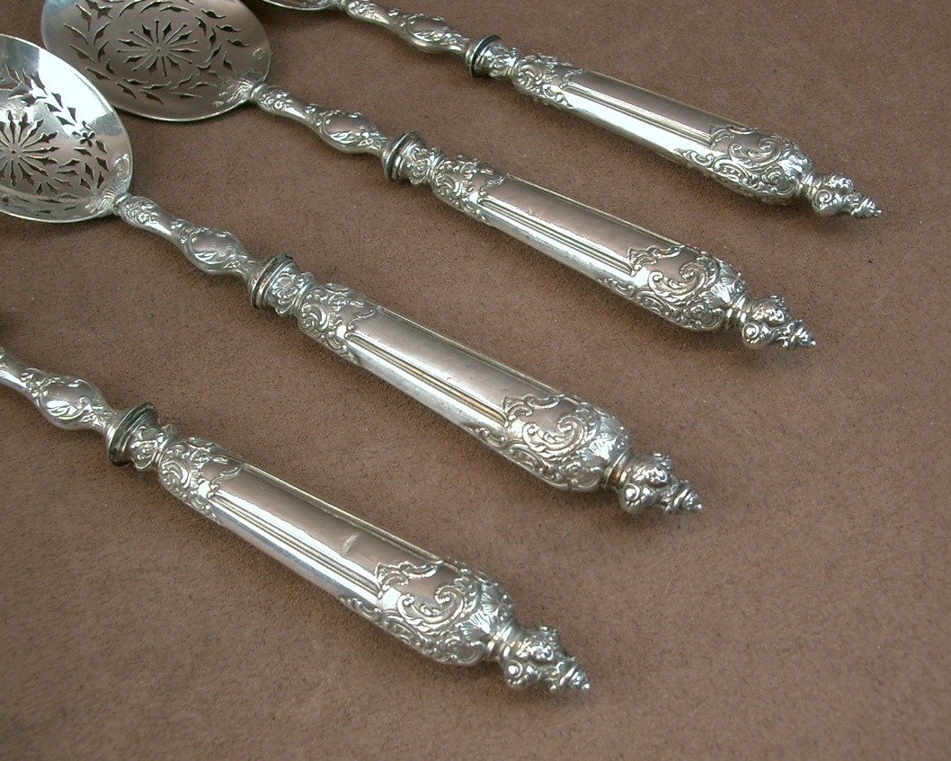 Solid Silver Serving Utensils For Petits Fours From The Late 19th Century-photo-5