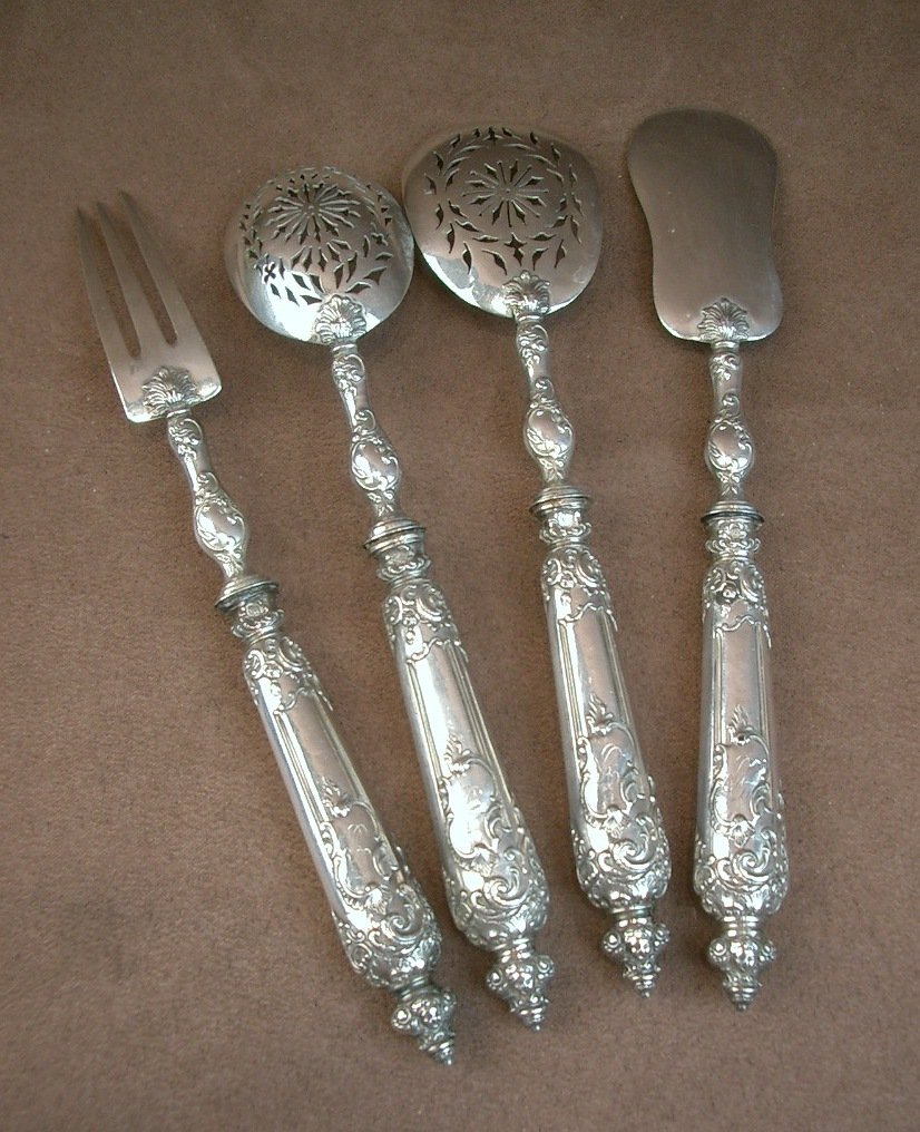 Solid Silver Serving Utensils For Petits Fours From The Late 19th Century-photo-6