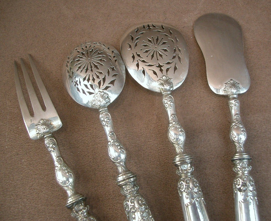 Solid Silver Serving Utensils For Petits Fours From The Late 19th Century-photo-7