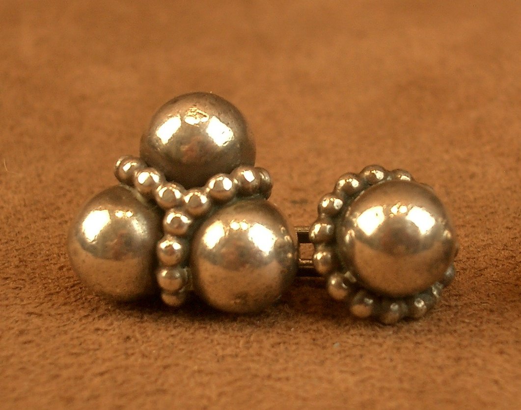 Pair Of Art Deco Cufflinks In Solid Silver, Signed Paul Bablet -photo-2