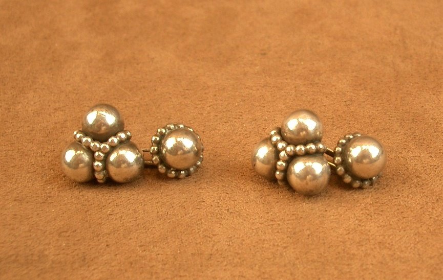 Pair Of Art Deco Cufflinks In Solid Silver, Signed Paul Bablet -photo-1