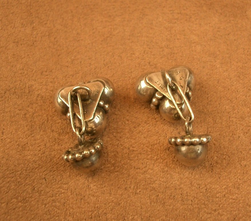 Pair Of Art Deco Cufflinks In Solid Silver, Signed Paul Bablet -photo-2