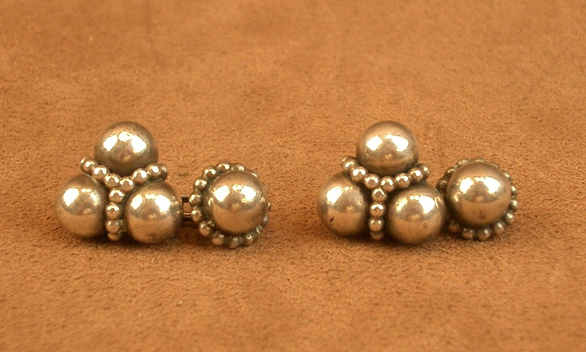 Pair Of Art Deco Cufflinks In Solid Silver, Signed Paul Bablet 