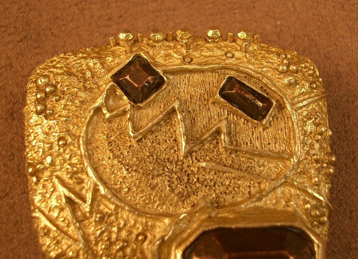 Modernist Brooch In Gilt Metal, Signed Christian Lacroix-photo-4