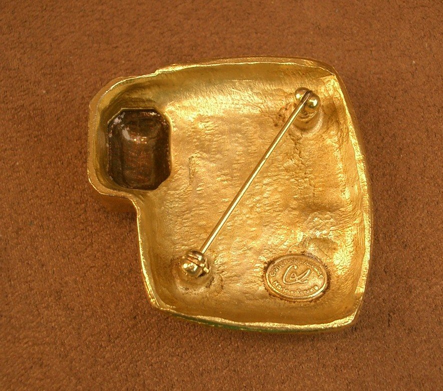 Modernist Brooch In Gilt Metal, Signed Christian Lacroix-photo-4