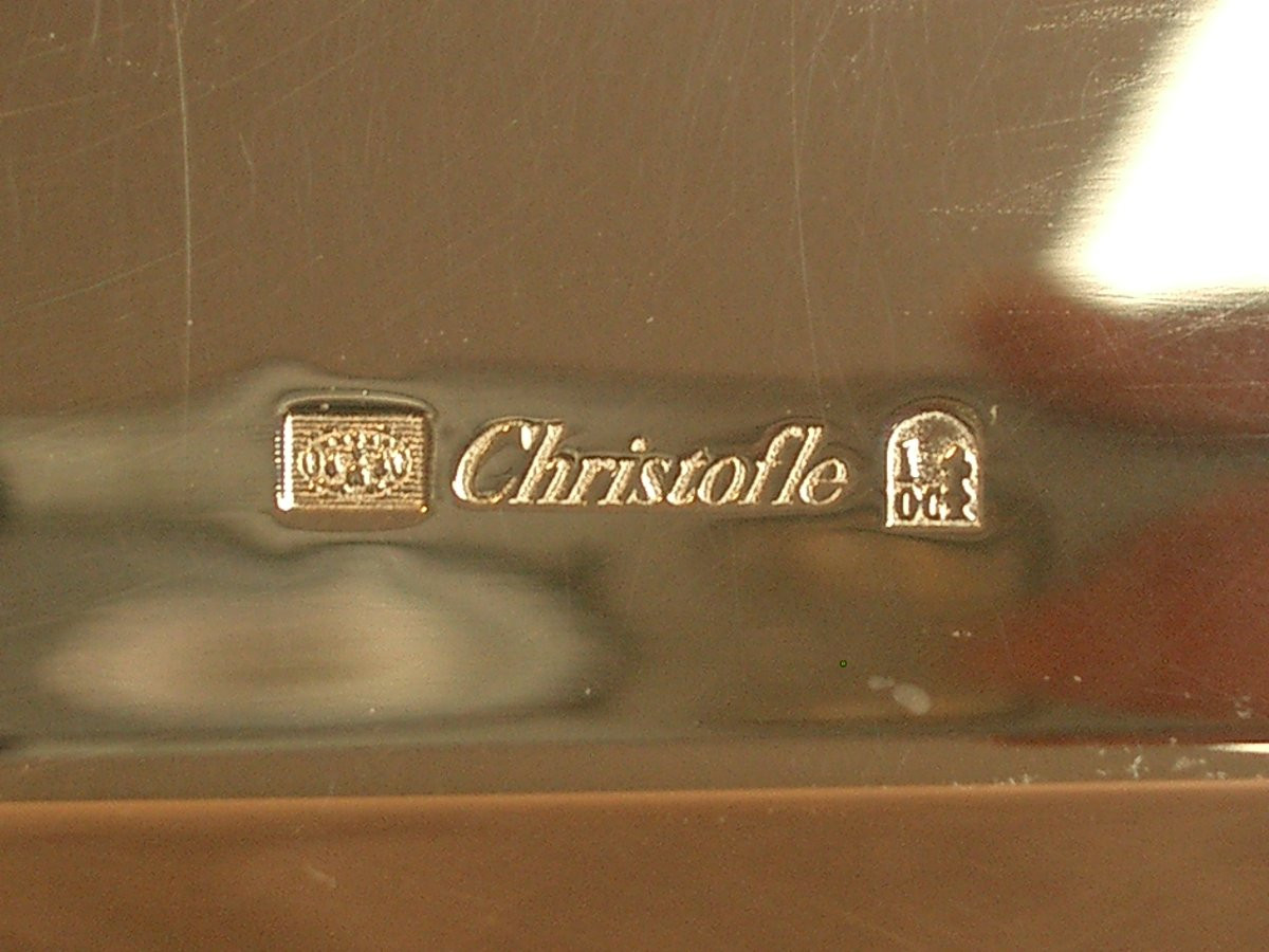 Pair Of Small Square Silver-plated Metal Trays By Christofle-photo-3