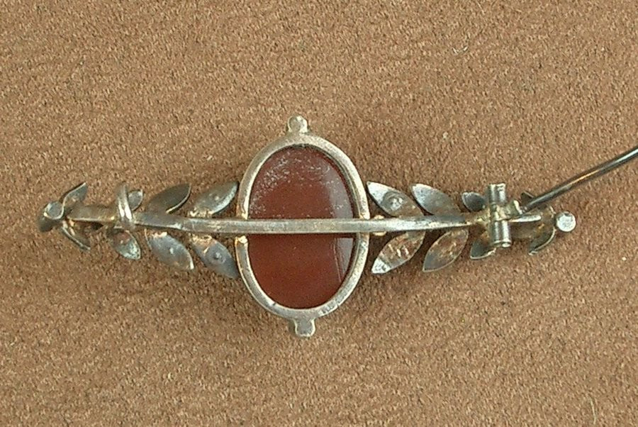 Antique Brooch In Solid Silver With Cameo On Agate And Fine Pearls, 19th Century-photo-6