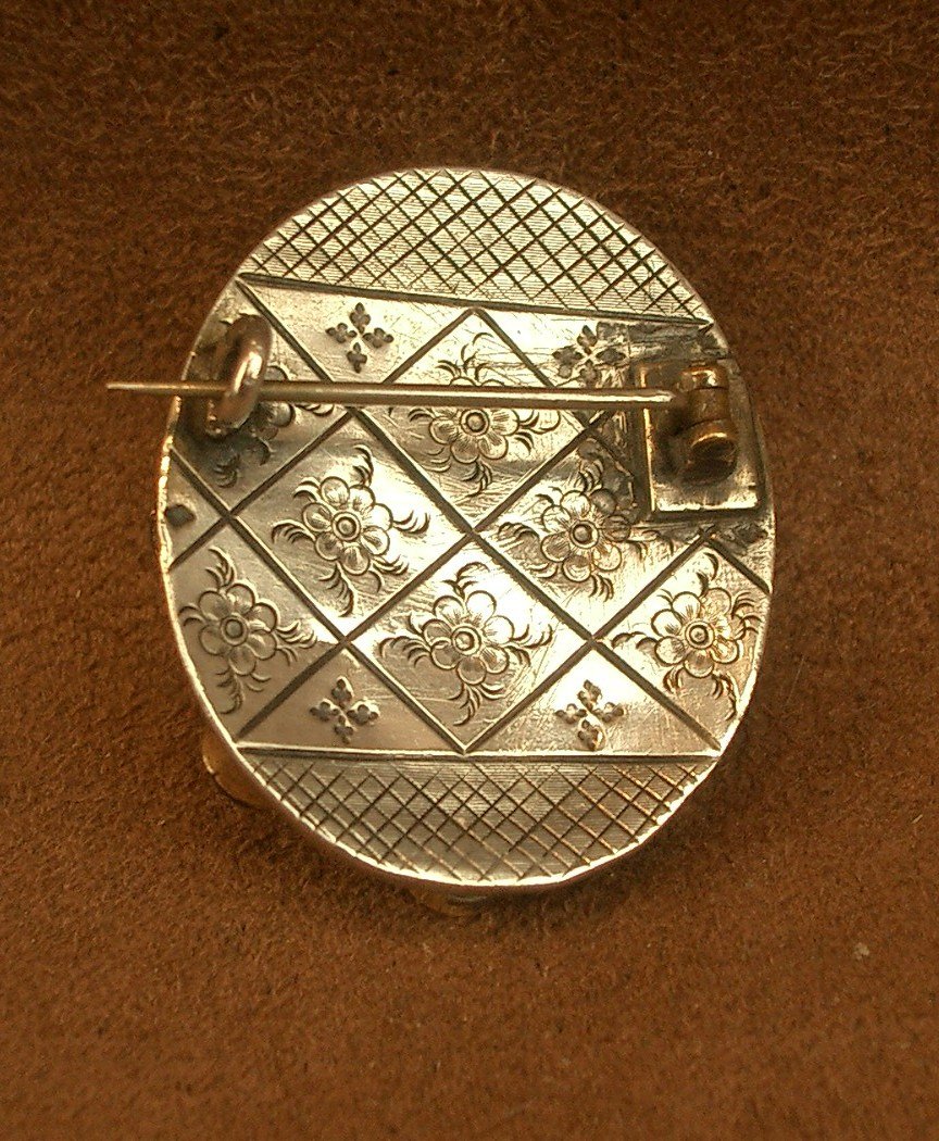 Antique 19th-century Silver And Vermeil Brooch Set With Garnet -photo-4
