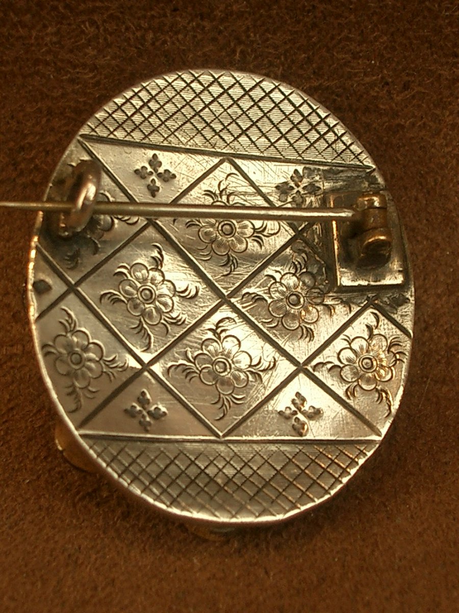 Antique 19th-century Silver And Vermeil Brooch Set With Garnet -photo-5