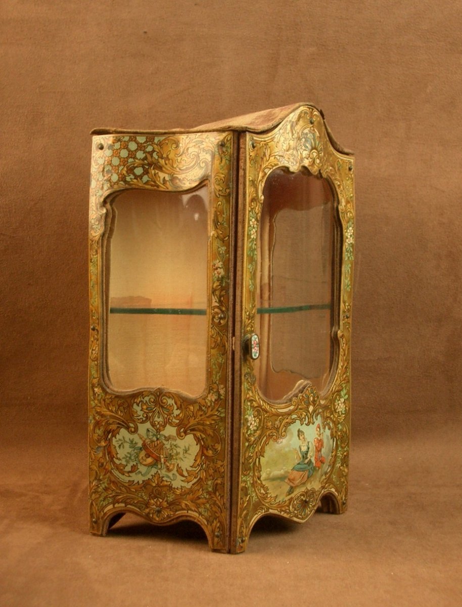 Vitrine miniature , armoire galbée mobilier de poupée Style Louis XV -photo-2