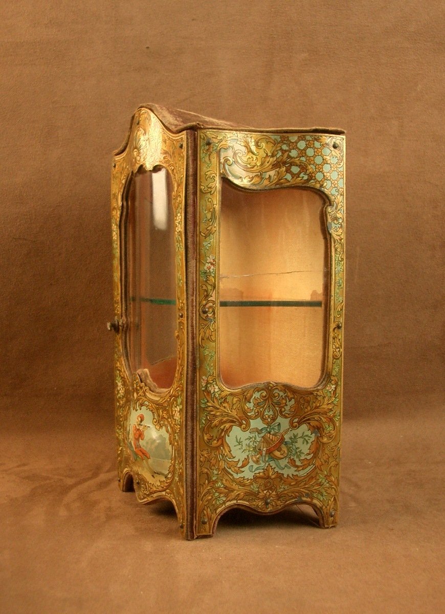 Vitrine miniature , armoire galbée mobilier de poupée Style Louis XV -photo-5