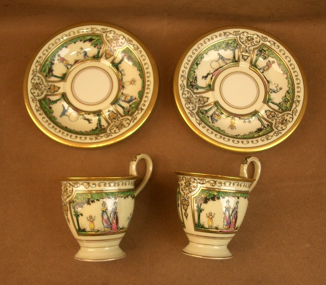 Deux tasses à café en porcelaine de Limoges, Raynaud, Promenade Au Palais Royal -photo-5
