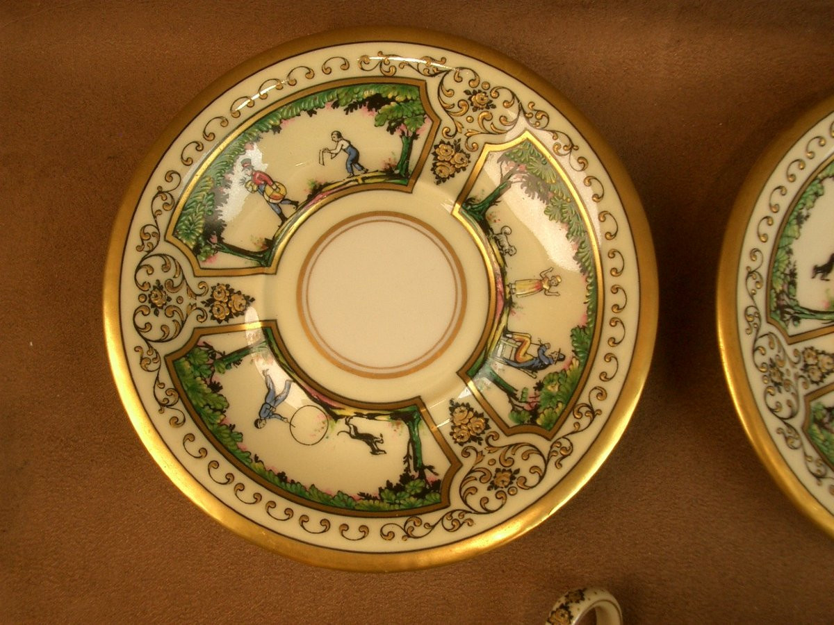 Deux tasses à café en porcelaine de Limoges, Raynaud, Promenade Au Palais Royal -photo-6