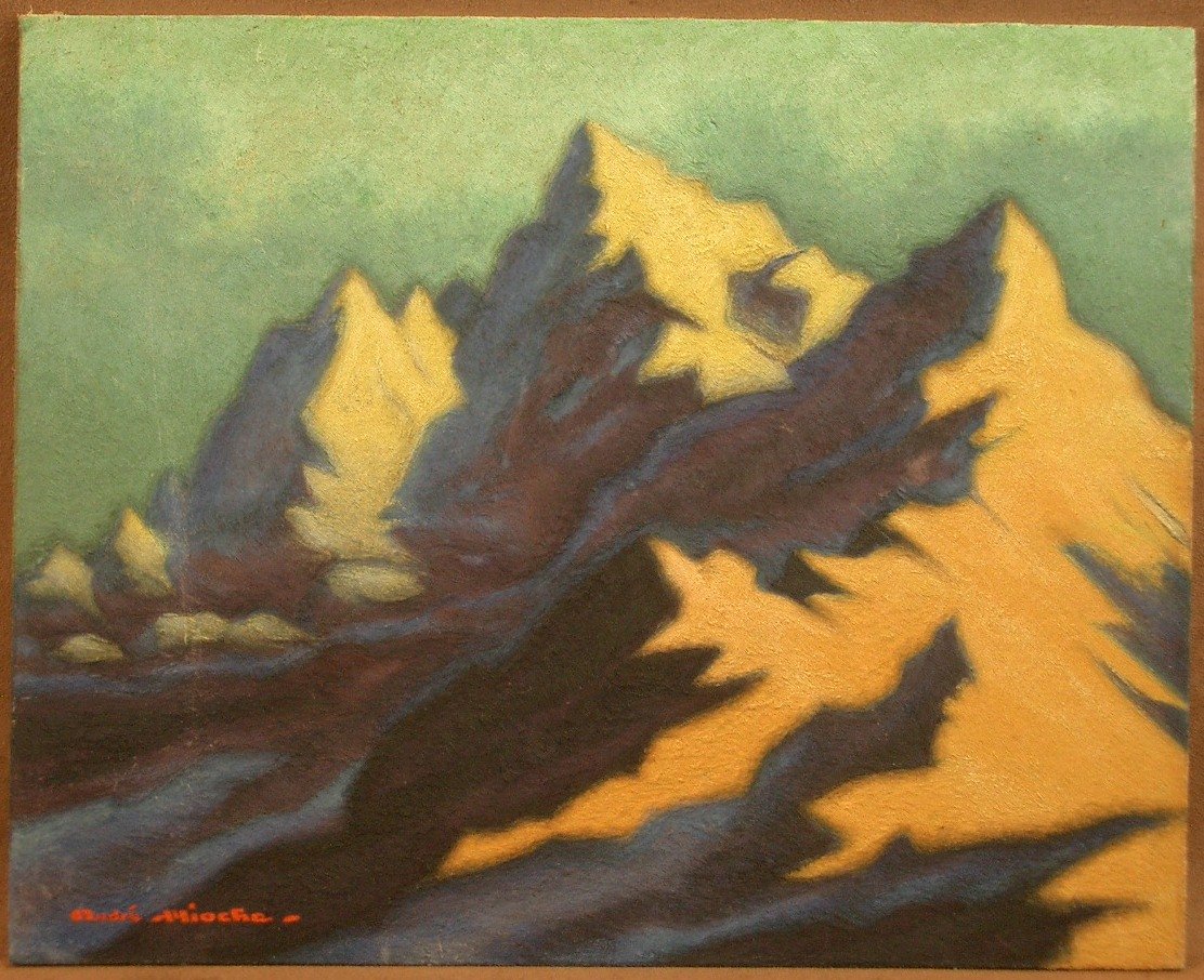 Peinture Huile paysage de montagne par André Mioche dit "Miauch" (1907-1995)-photo-2