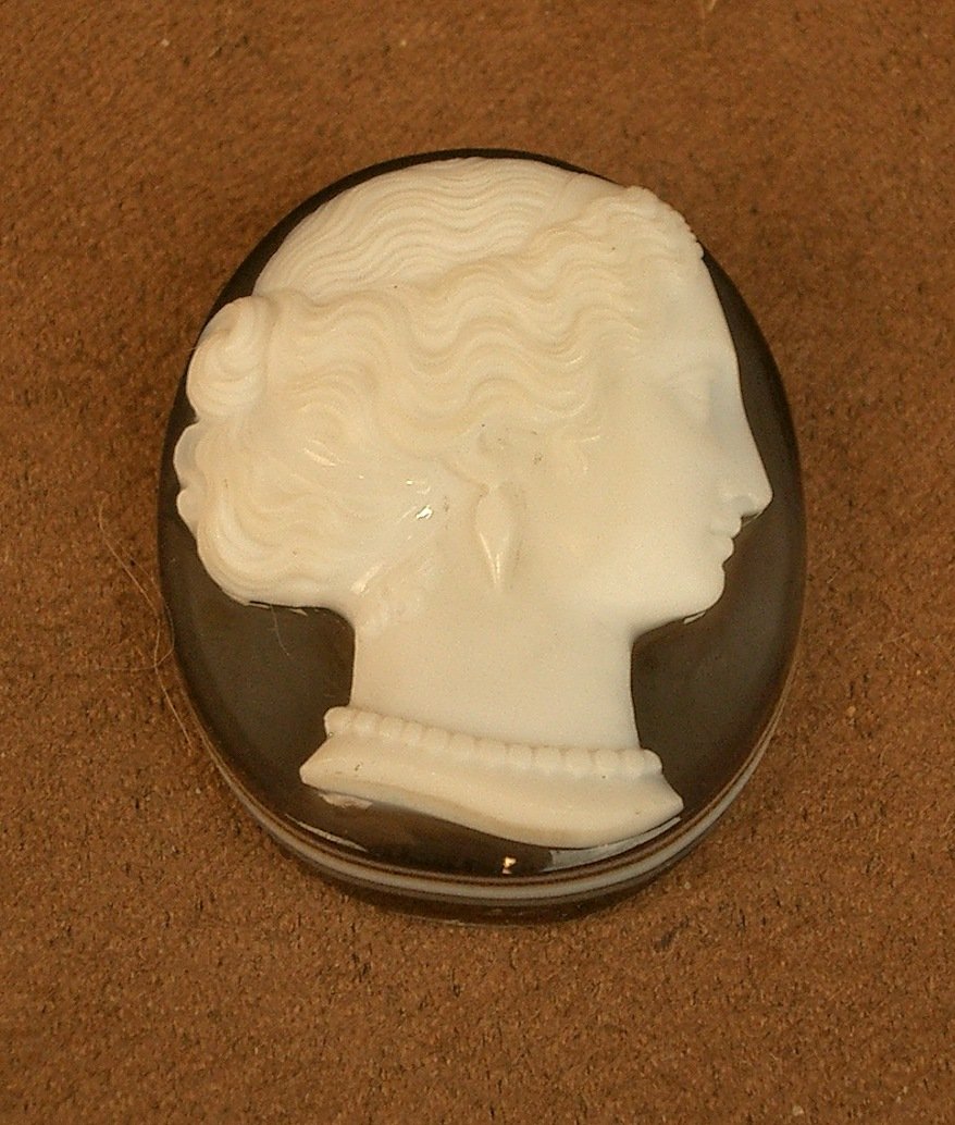 Cameo On Finely Carved Agate, Female Profile, 19th Century-photo-2