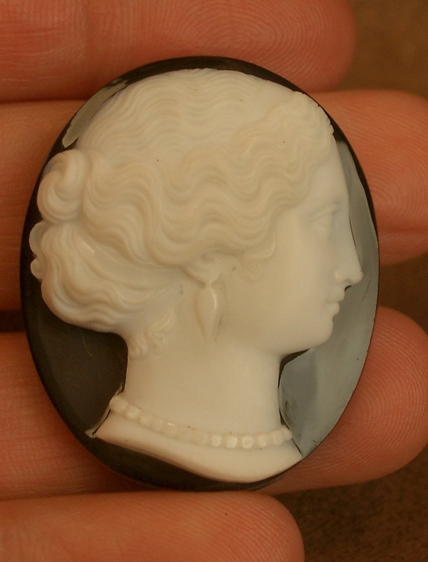 Cameo On Finely Carved Agate, Female Profile, 19th Century-photo-3