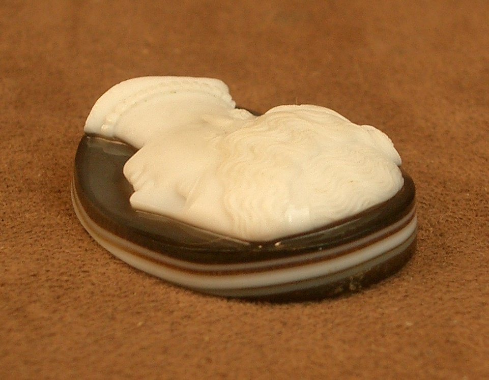 Cameo On Finely Carved Agate, Female Profile, 19th Century-photo-1