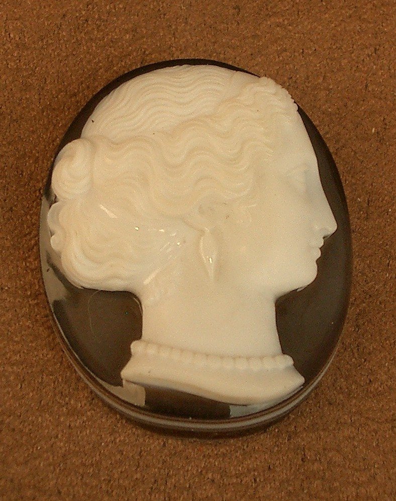 Cameo On Finely Carved Agate, Female Profile, 19th Century-photo-6