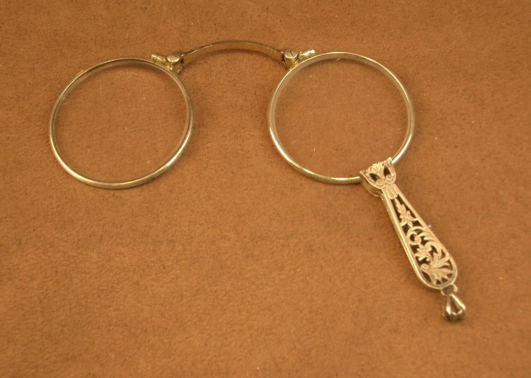 Pair Of Folding Spectacles, Lorgnette, Hand-held In Solid Silver, 19th Century -photo-5