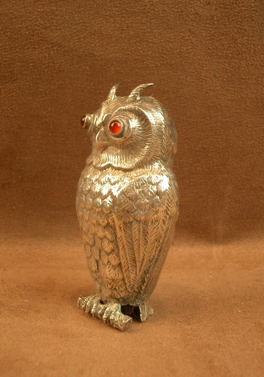 Saleron Salière zoomorphe en argent massif Chouette Hibou-photo-2