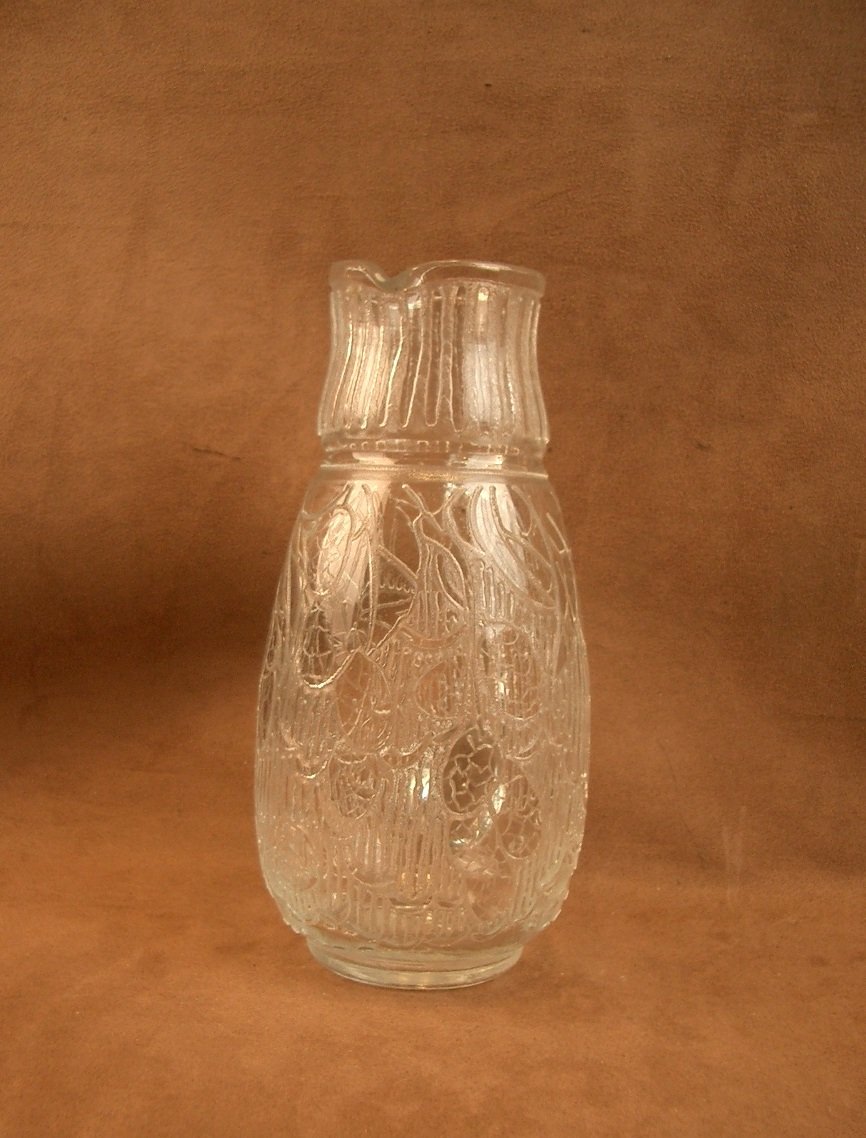 Art Deco Pitcher In Acid-etched Glass, Signed André Delatte Nancy -photo-2