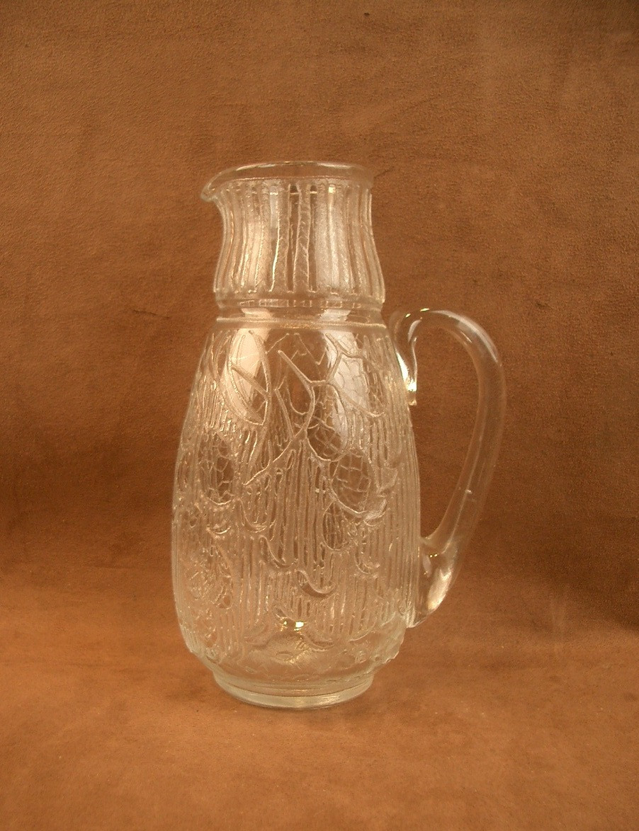 Art Deco Pitcher In Acid-etched Glass, Signed André Delatte Nancy 