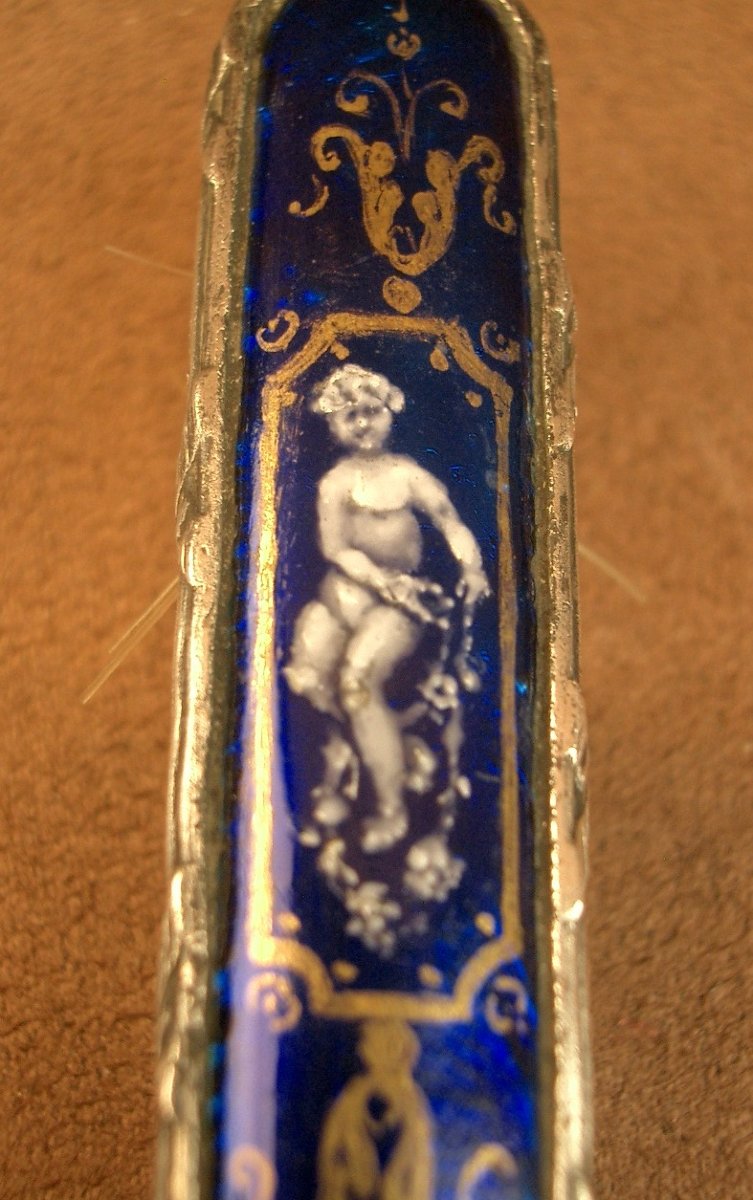 Ancienne brosse a moustache en argent émaillée -photo-4