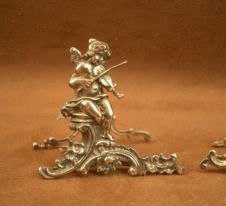 Pair Of Antique Solid Silver Cherub Menu Holders, Minerva Hallmark -photo-2