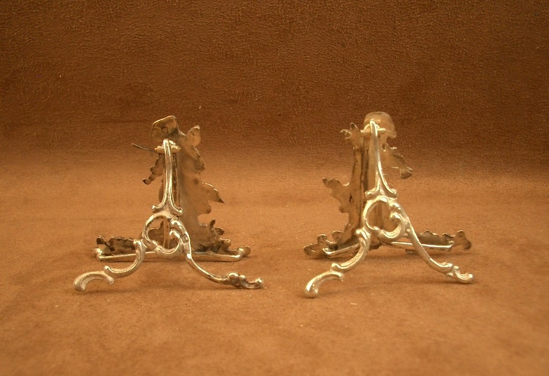 Pair Of Antique Solid Silver Cherub Menu Holders, Minerva Hallmark -photo-4