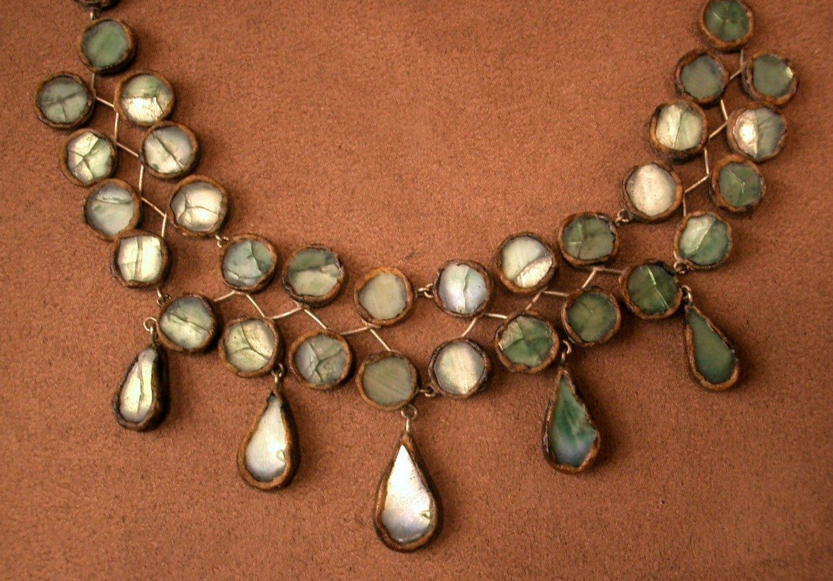 Line Vautrin (1913-1997) , Collier double rang en talosel et miroir-photo-4