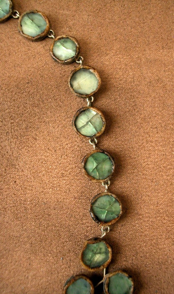 Line Vautrin (1913-1997) , Collier double rang en talosel et miroir-photo-2