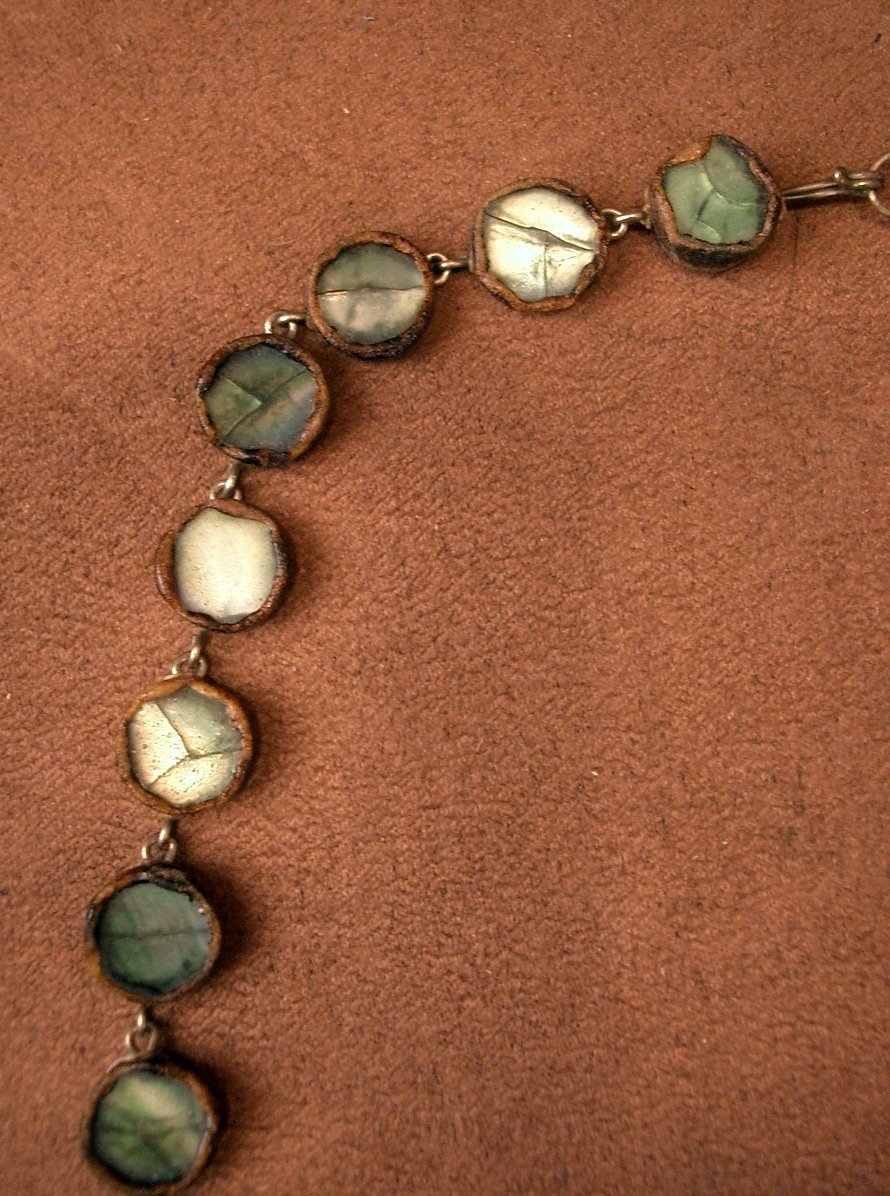 Line Vautrin (1913-1997) , Collier double rang en talosel et miroir-photo-3