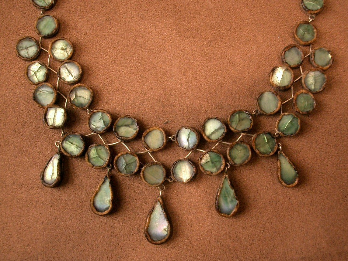 Line Vautrin (1913-1997) , Collier double rang en talosel et miroir-photo-4